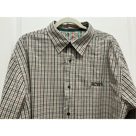 Rocawear Button Up 2XL Mens Brown Green White Embroidered Logo - Picture 2 of 10